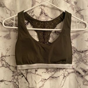 Green bralette with lace